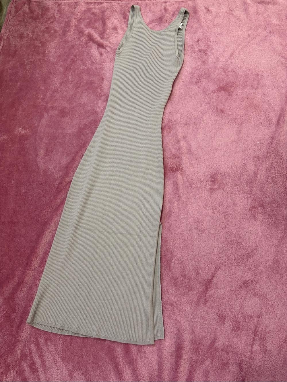 Ribbed Tank Maxi Dress in Light Taupe